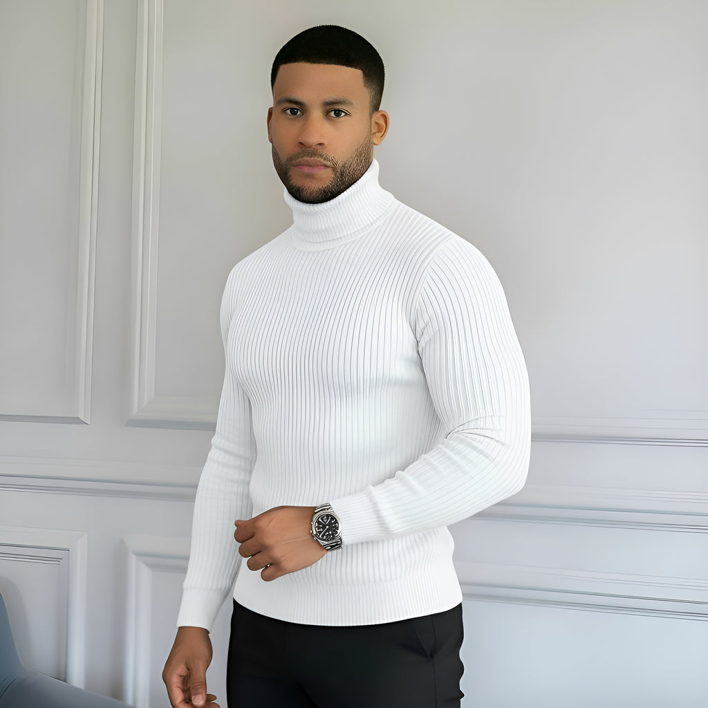 Pull classique à col roulé pour hommes - Tricot doux, chaud et élégant