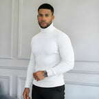 Pull classique à col roulé pour hommes - Tricot doux, chaud et élégant