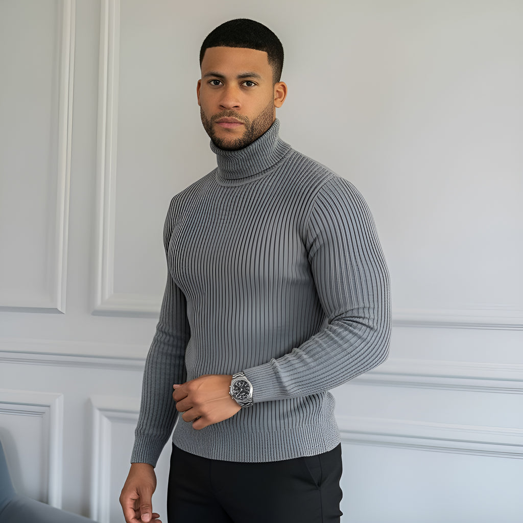 Pull classique à col roulé pour hommes - Tricot doux, chaud et élégant