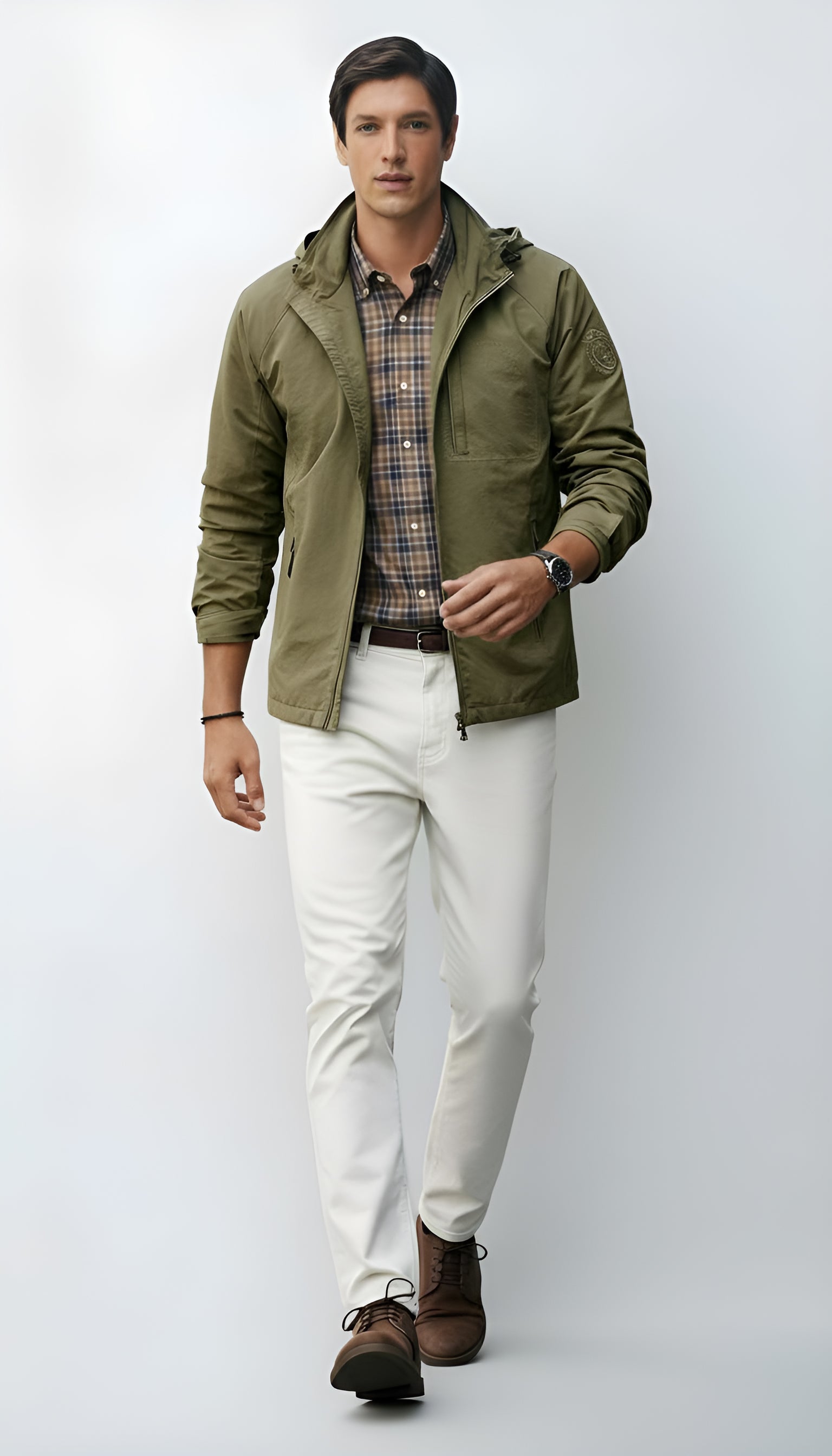 Veste à capuche légère pour hommes - Coupe-vent zippé pour les tenues décontractées et de plein air