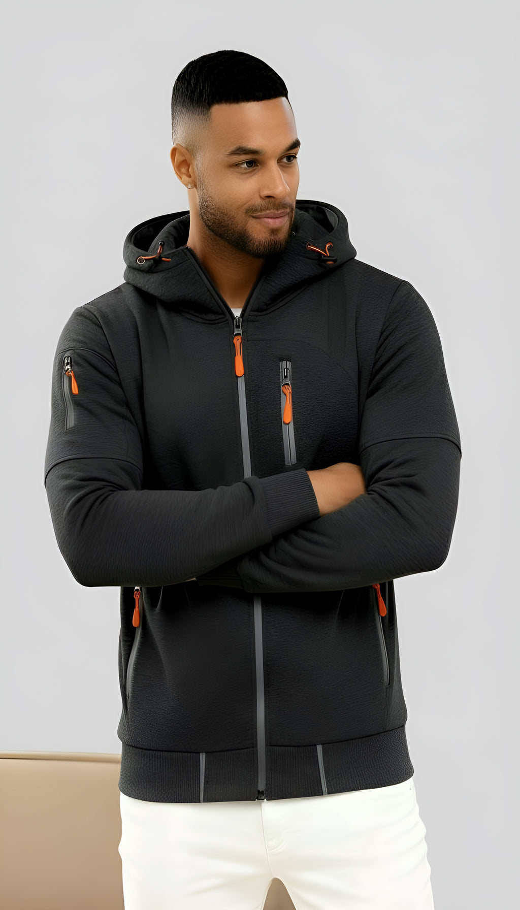 Veste à capuche décontractée pour hommes - Coupe-vent zippé léger pour les activités de plein air au printemps et à l'automne