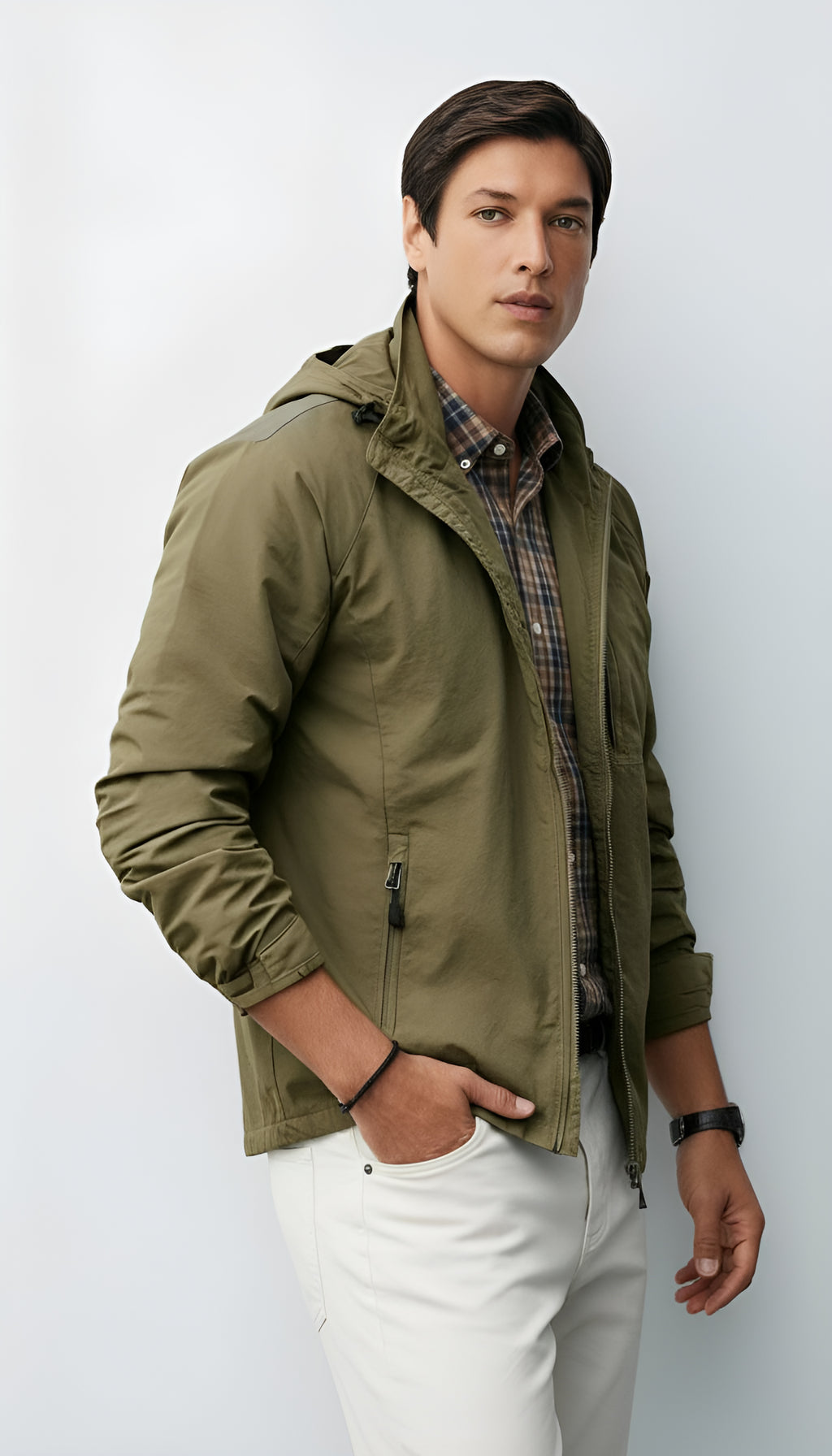 Veste à capuche légère pour hommes - Coupe-vent zippé pour les tenues décontractées et de plein air