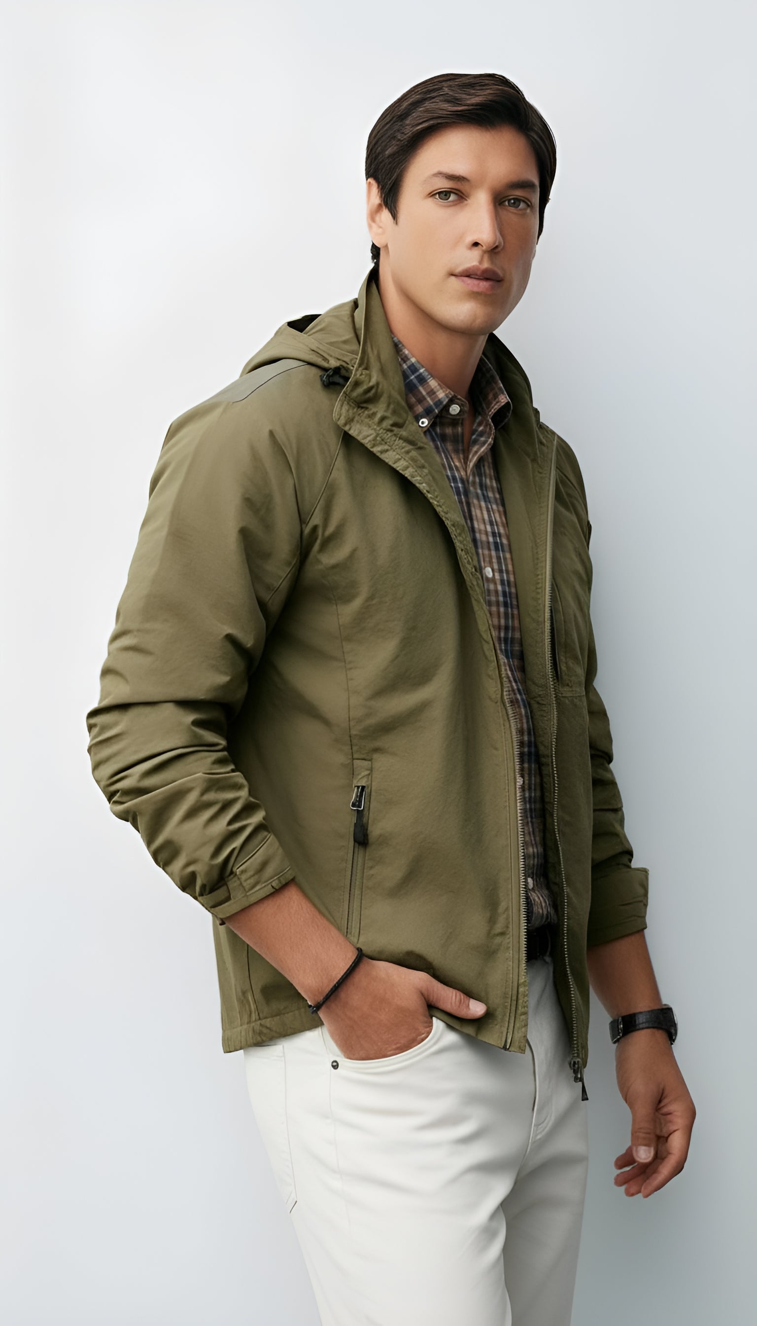 Veste à capuche légère pour hommes - Coupe-vent zippé pour les tenues décontractées et de plein air