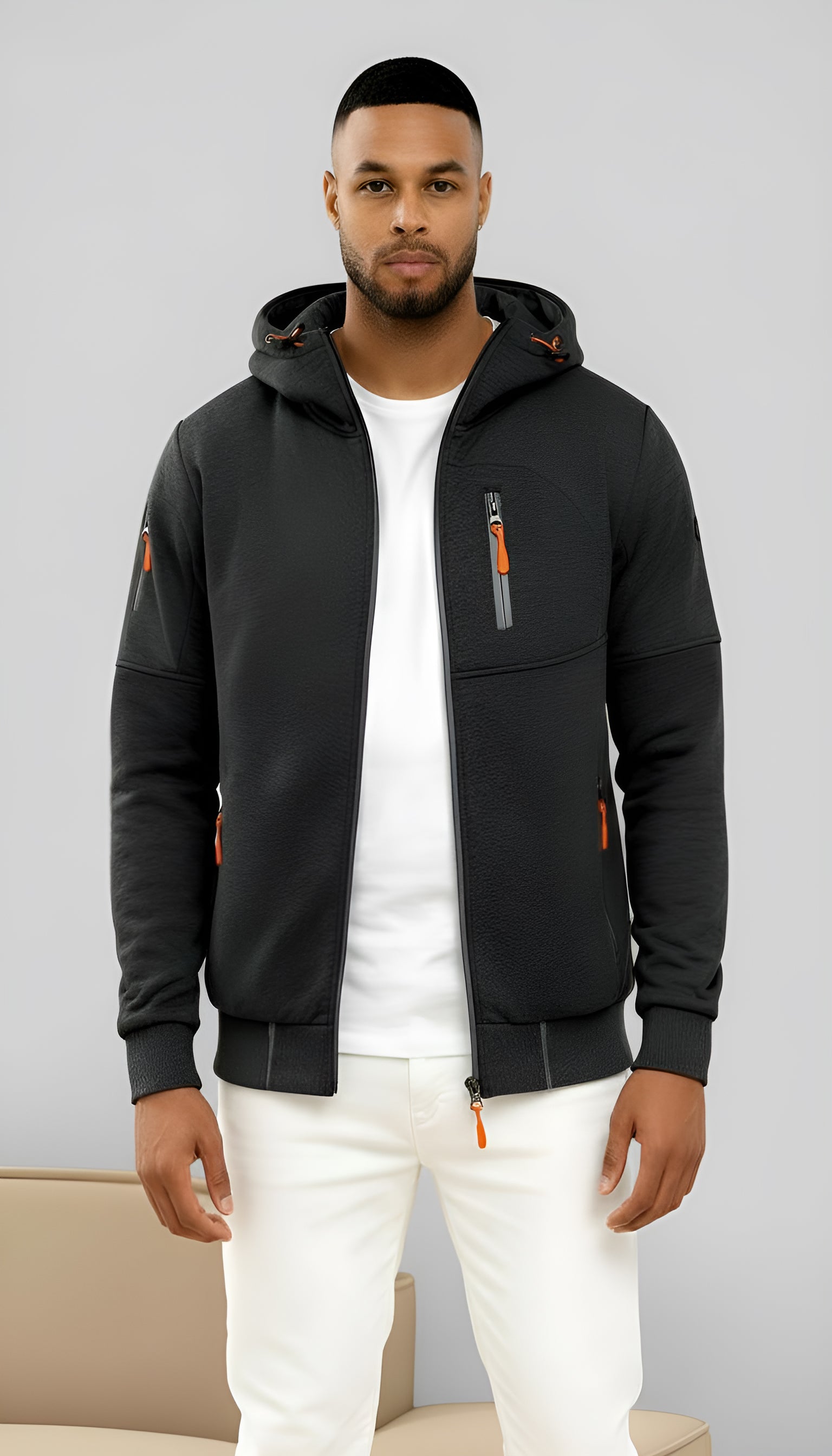 Veste à capuche décontractée pour hommes - Coupe-vent zippé léger pour les activités de plein air au printemps et à l'automne