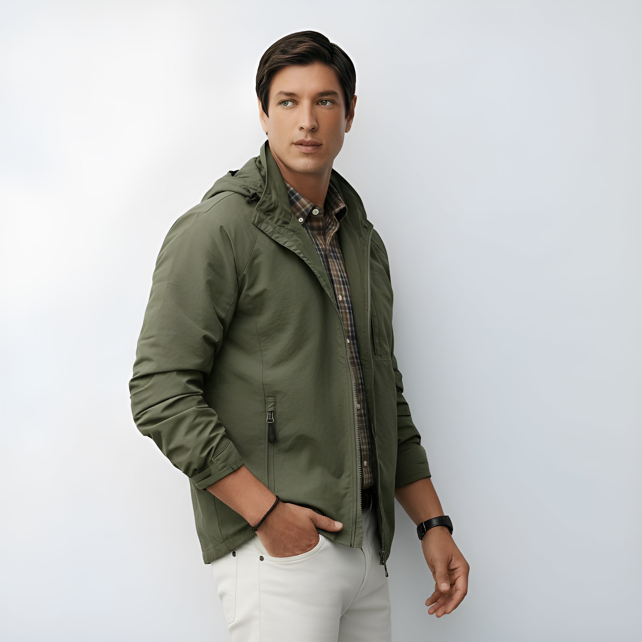 Veste à capuche légère pour hommes - Coupe-vent zippé pour les tenues décontractées et de plein air