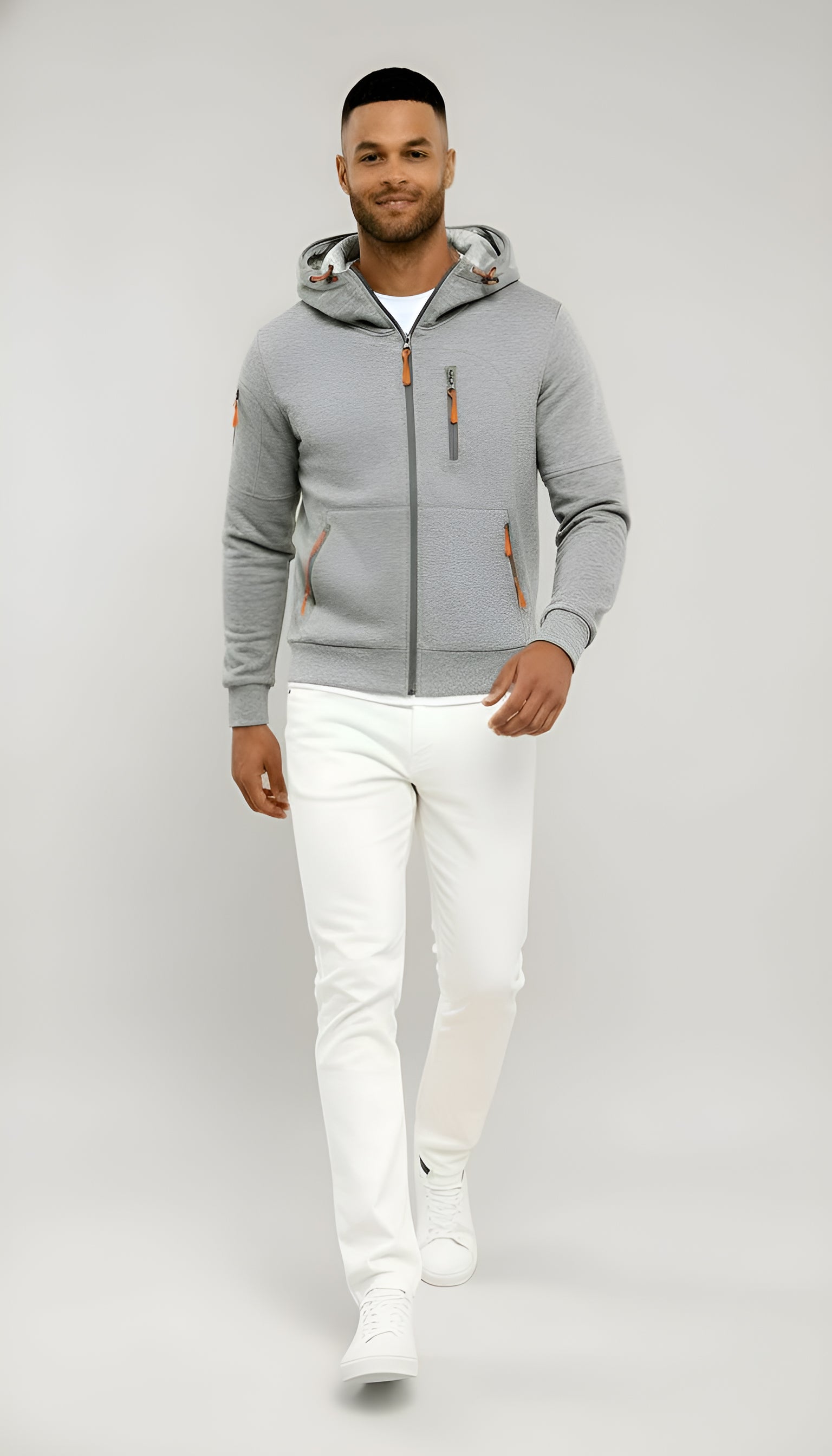 Veste à capuche décontractée pour hommes - Coupe-vent zippé léger pour les activités de plein air au printemps et à l'automne