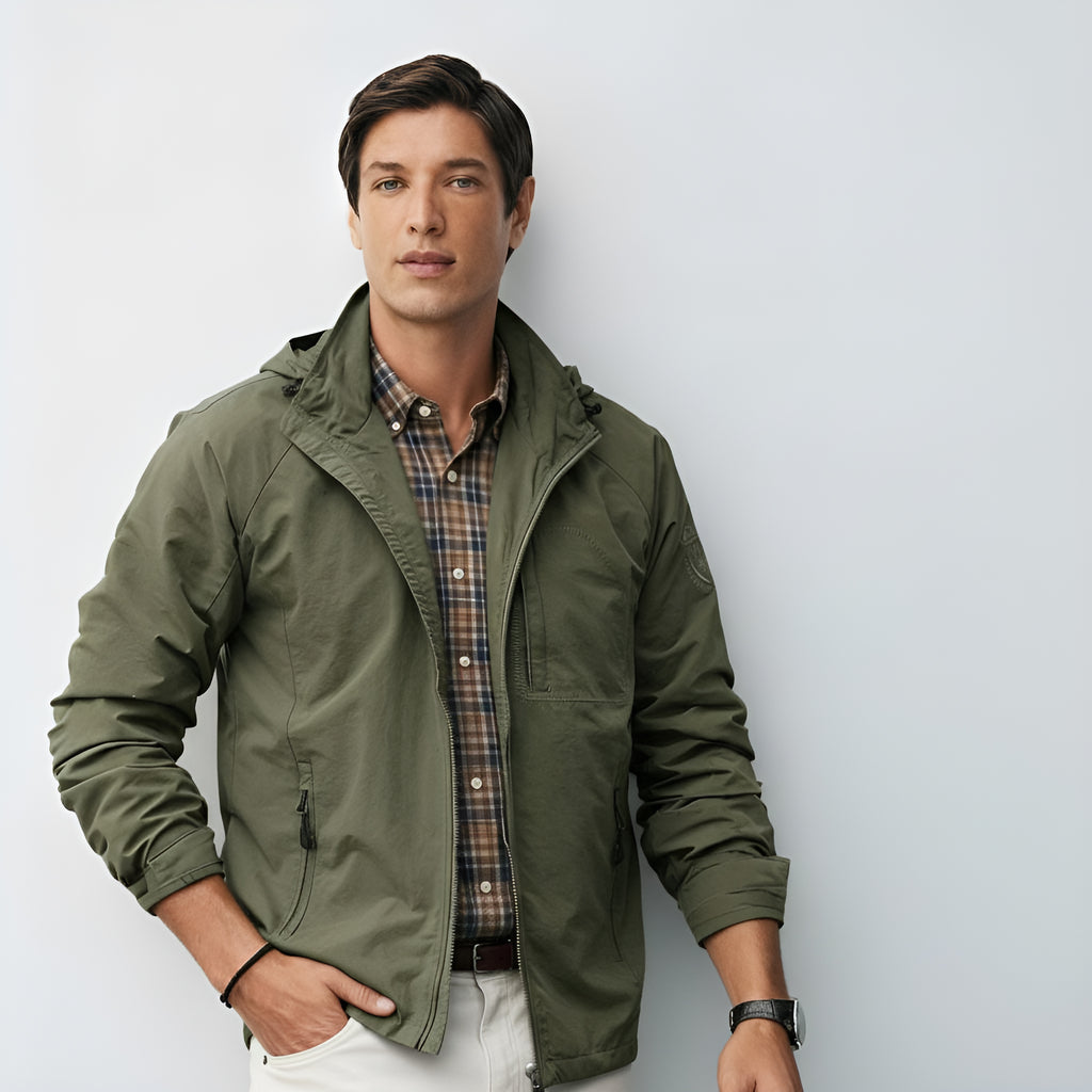 Veste à capuche légère pour hommes - Coupe-vent zippé pour les tenues décontractées et de plein air
