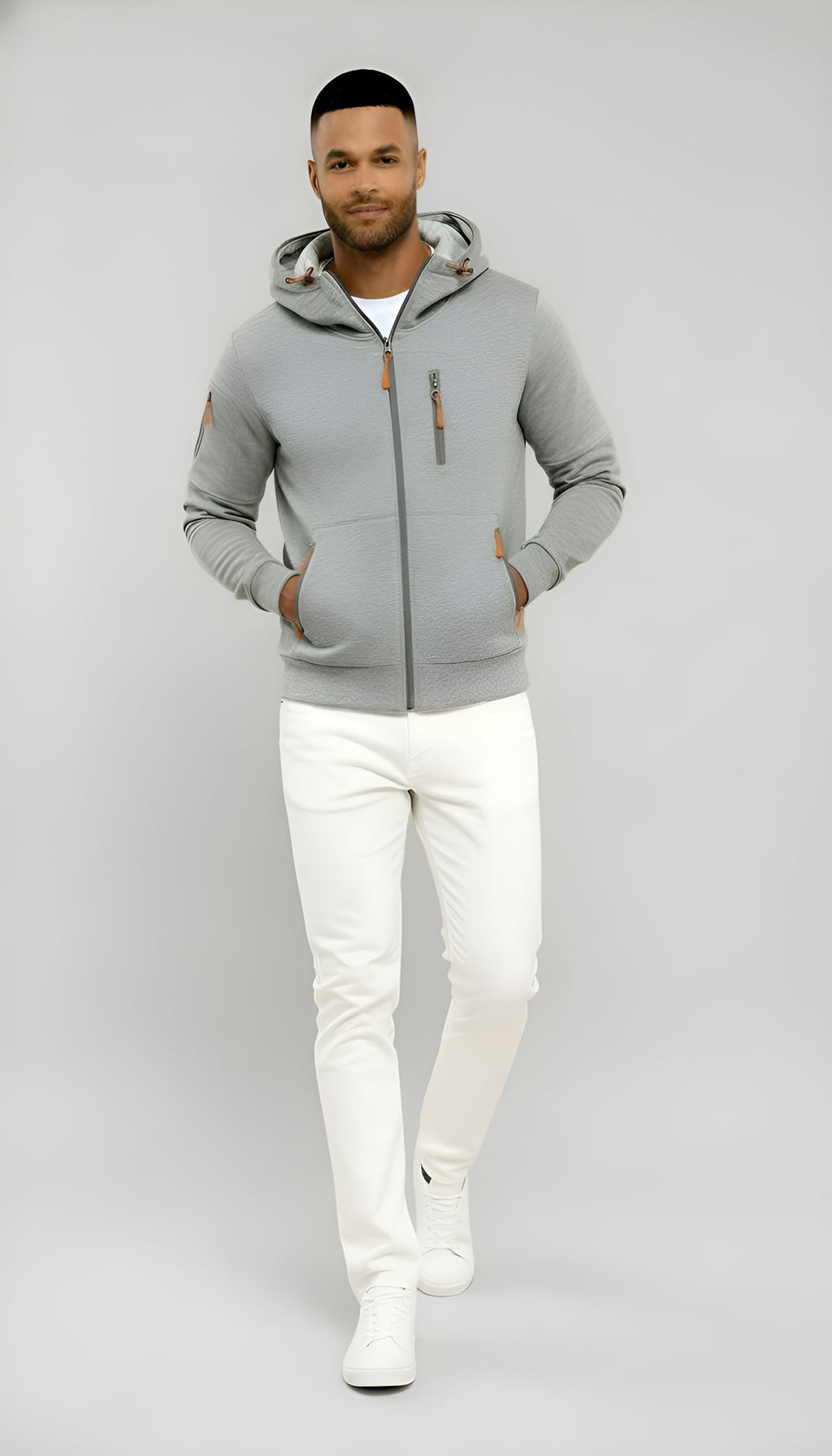 Veste à capuche décontractée pour hommes - Coupe-vent zippé léger pour les activités de plein air au printemps et à l'automne