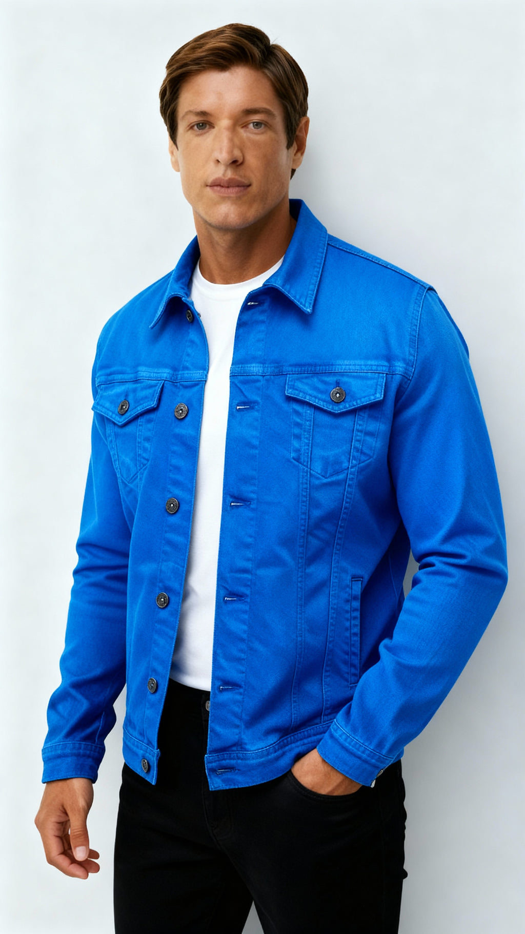 Veste de camionneur pour homme - Style denim classique à boutons avec poches sur la poitrine pour les tenues décontractées et élégantes