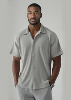 Camicia a pieghe - manica corta - Grigio chiaro