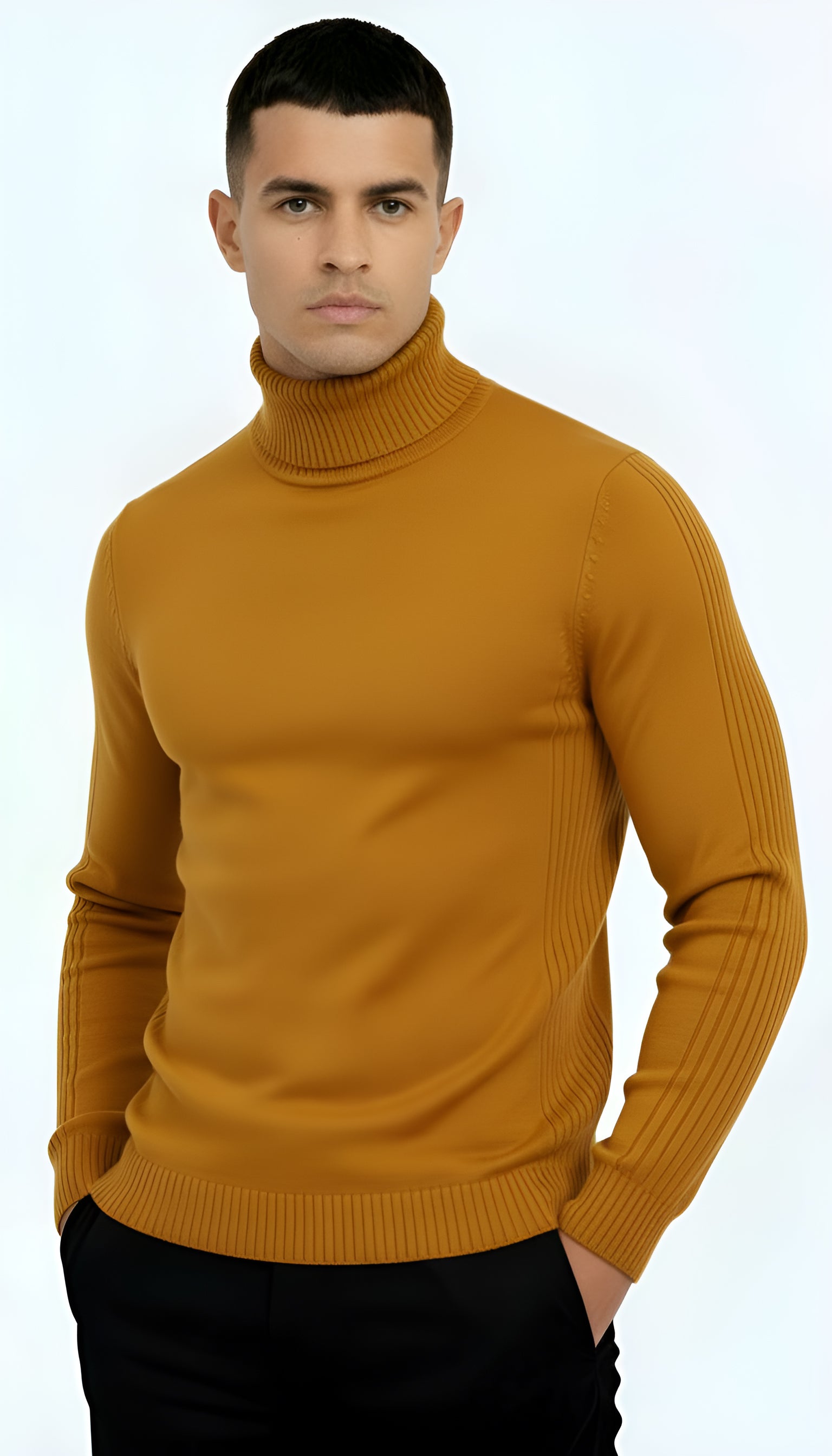 Pull à col roulé classique pour hommes - Tricot chaud, élégant et polyvalent