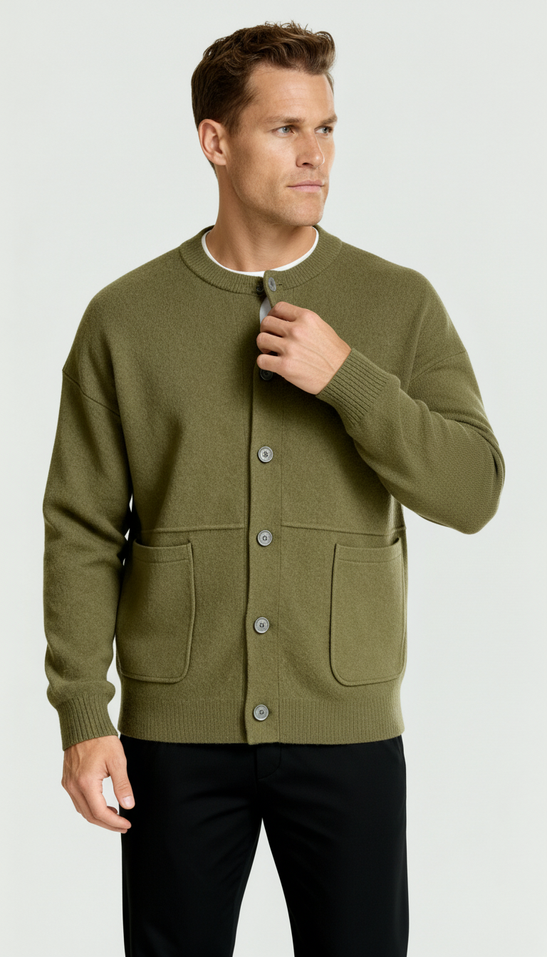 Men’s Knitted Cardigan – Stylish Layering Essential with Tailored Fit