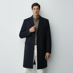 Men’s Classic Coat with Notch Lapel & Single-Breasted Front – Elegant Mid-Length Overcoat