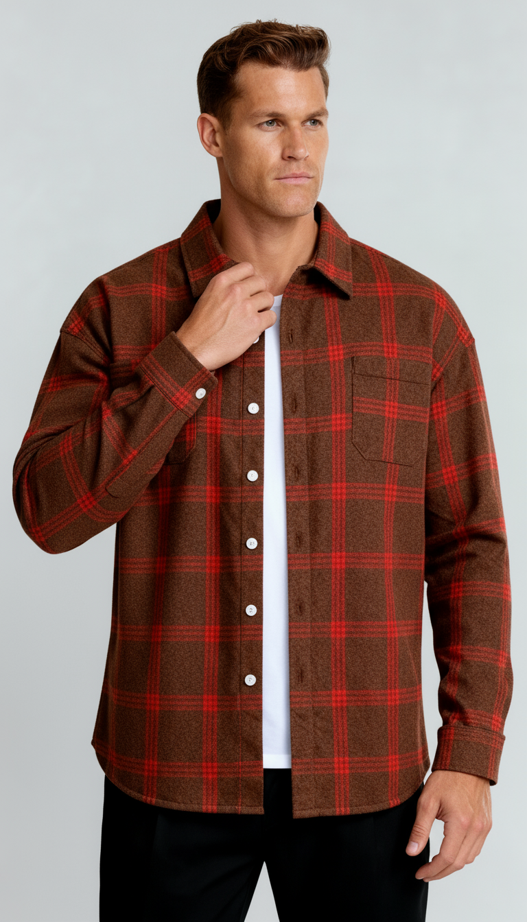 Chemise à carreaux pour homme - Motif carreaux classique, coupe confortable et style polyvalent