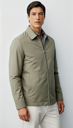 Veste Harrington pour homme - Fermeture éclair classique avec doublure à carreaux et col intemporel