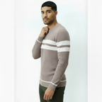 Men’s Crew Neck Jumper with Stripe Detail – Classic Knit Pullover