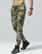 Pantalones Cargo de Camuflaje para Hombre - Pantalones de Combate con Cintura con Cordón y Puño Elástico