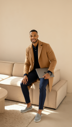 Herren maßgeschneiderter Woll-gefühlt Mantel – Einreihiger mittellanger Mantel mit Kerbkragen