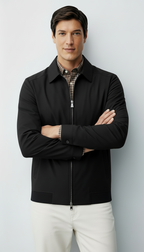 Veste Harrington pour homme - Fermeture éclair classique avec doublure à carreaux et col intemporel