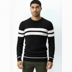 Men’s Crew Neck Jumper with Stripe Detail – Classic Knit Pullover