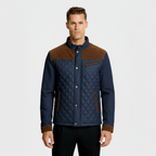 Men’s Quilted Jacket with Stand-Up Collar and Full Zip Front – Lightweight Padded Outerwear for Casual Comfort