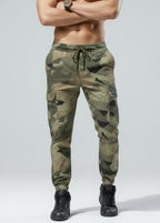 Pantalones Cargo de Camuflaje para Hombre - Pantalones de Combate con Cintura con Cordón y Puño Elástico