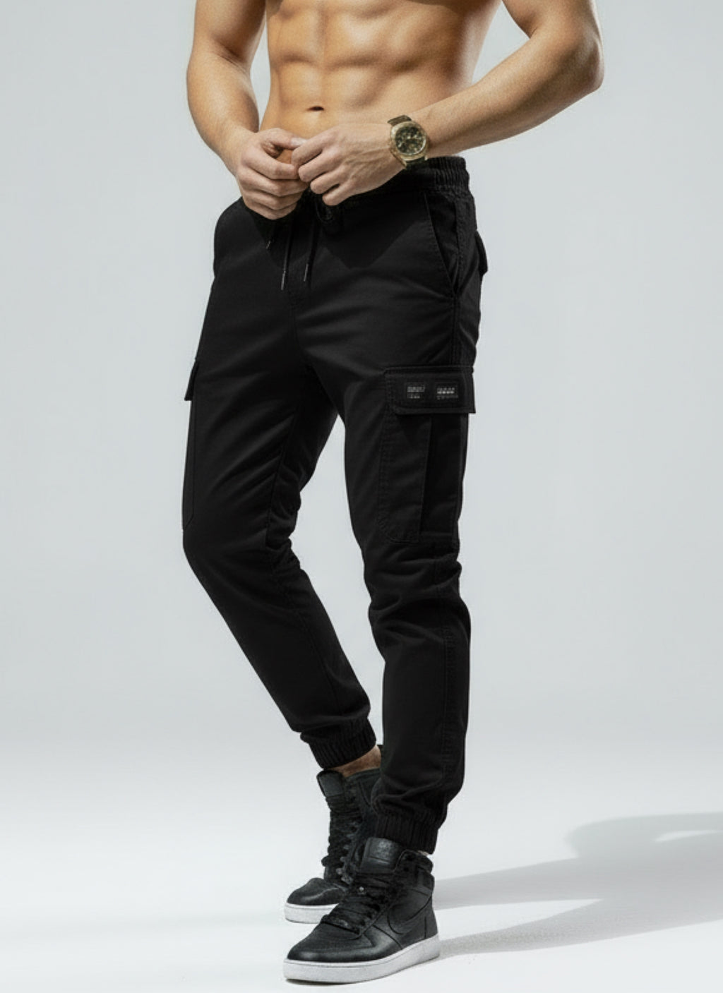Pantalones Cargo de Camuflaje para Hombre - Pantalones de Combate con Cintura con Cordón y Puño Elástico