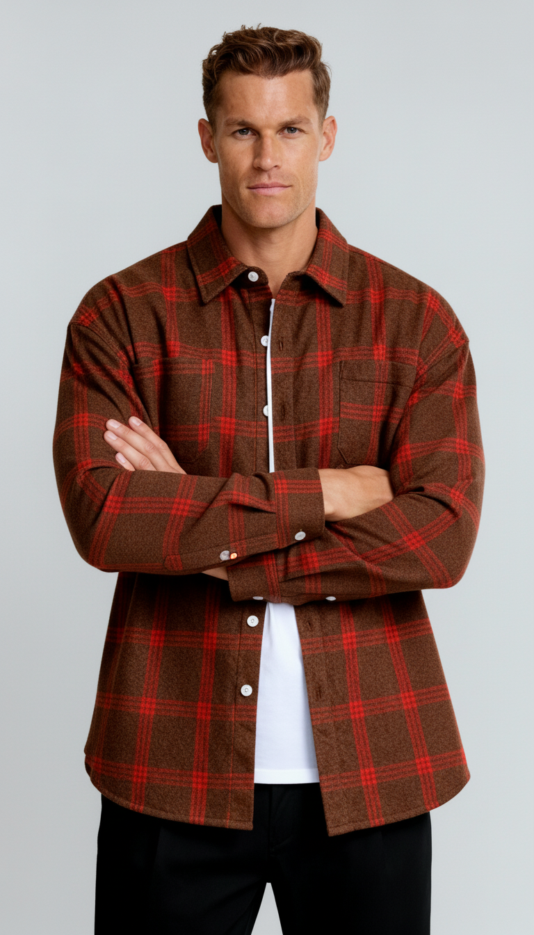 Chemise à carreaux pour homme - Motif carreaux classique, coupe confortable et style polyvalent