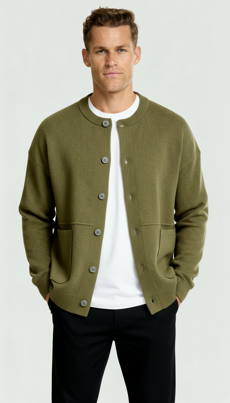 Men’s Knitted Cardigan – Stylish Layering Essential with Tailored Fit