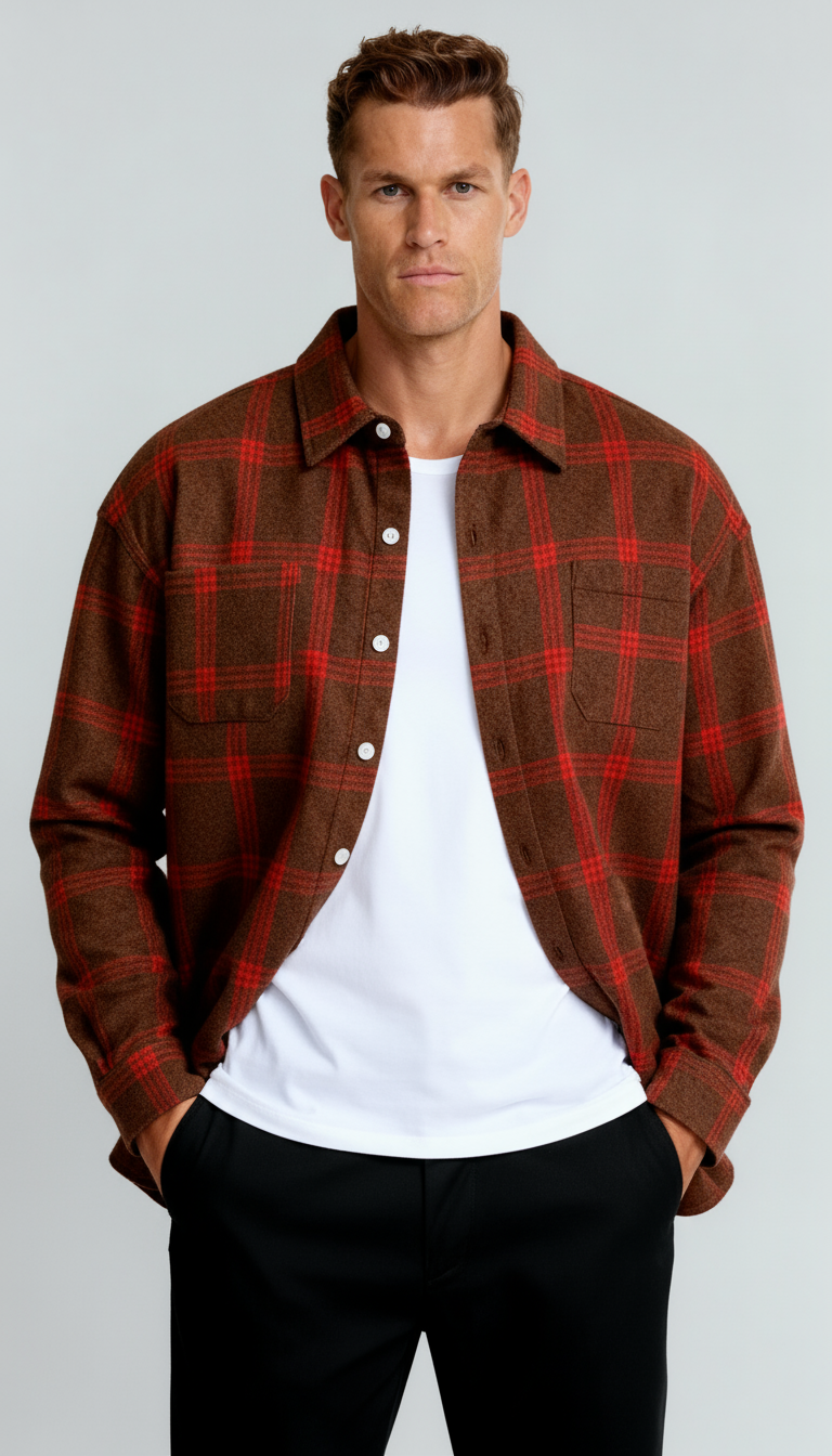 Chemise à carreaux pour homme - Motif carreaux classique, coupe confortable et style polyvalent