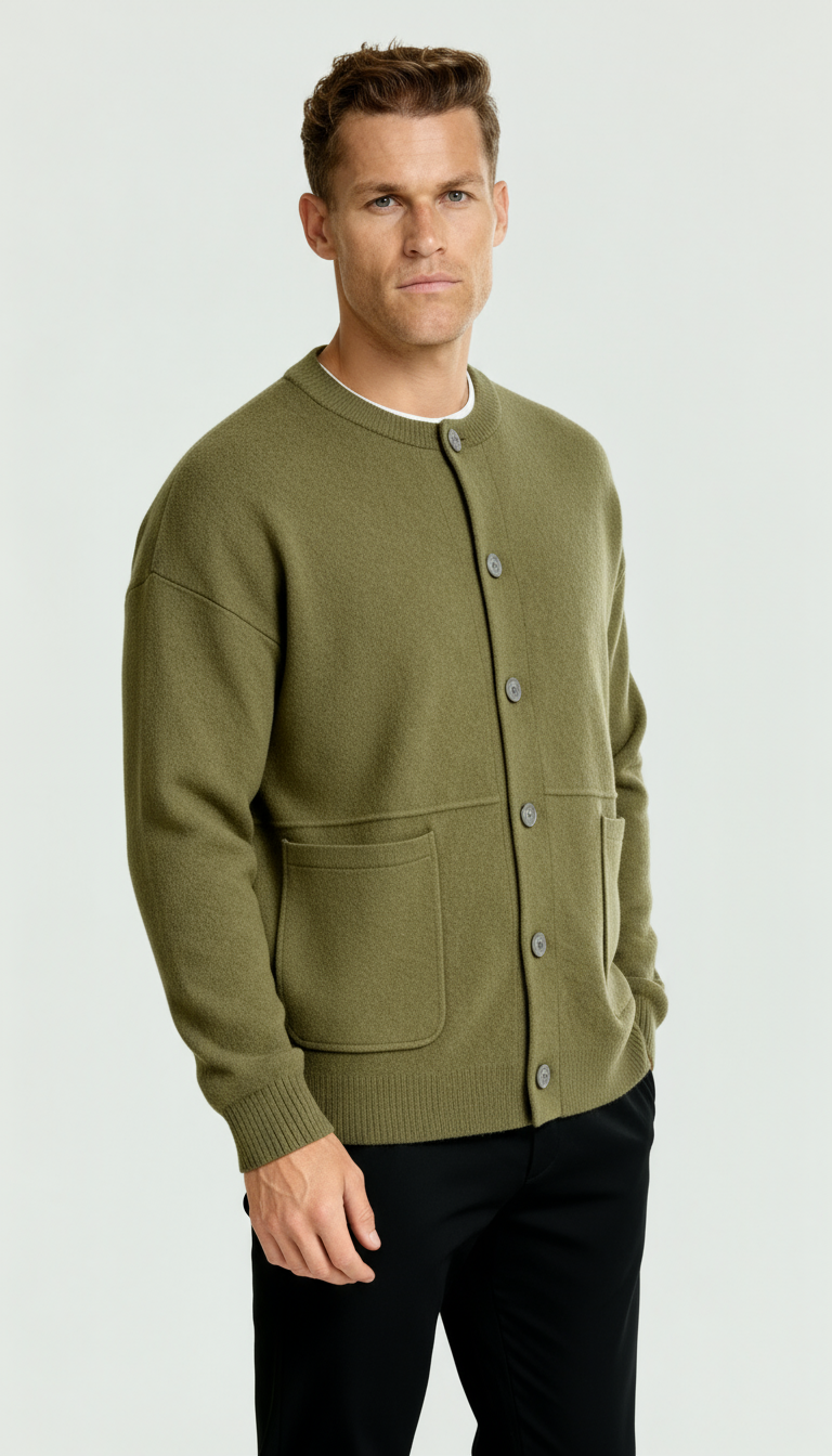 Cardigan en maille pour hommes - Un élément essentiel de superposition stylisée avec une coupe ajustée