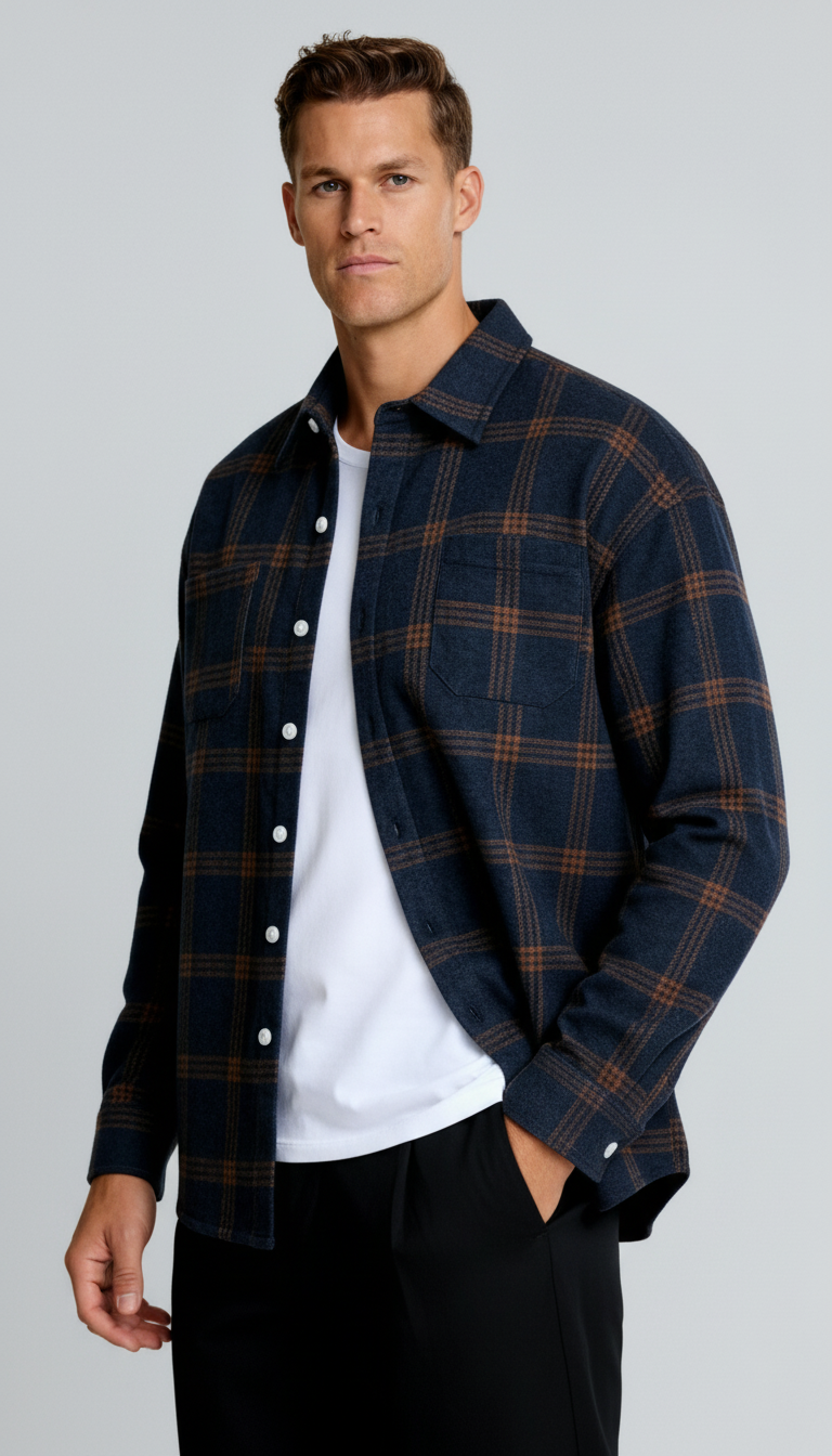 Chemise à carreaux pour homme - Motif carreaux classique, coupe confortable et style polyvalent